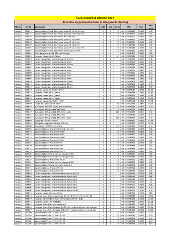 HAUPA: TARIFA PRECIOS_2025